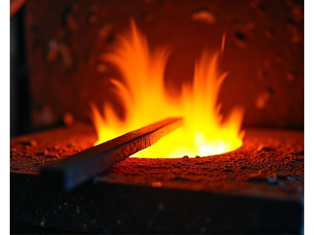 燃え盛る鍛冶場の炎と高温の金属